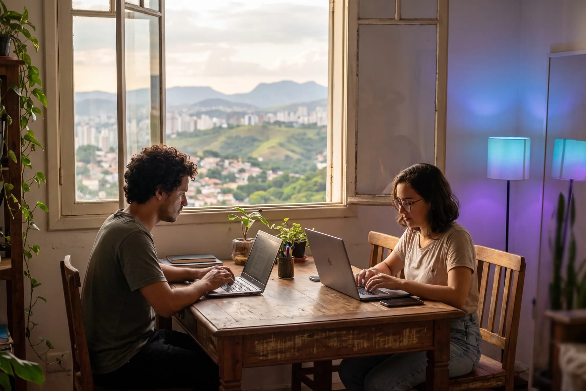 Dupla de empreendedores trabalhando em um escritório em Belo Horizonte